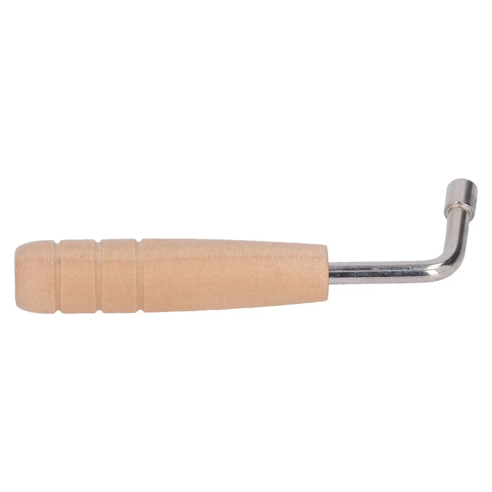L-Shape Design Piano Tuning Wrench Wood+Metal Silver Lyre Harp Tuning Tool 4mm Square Instrument Tuning Wrench For Lyre Harp