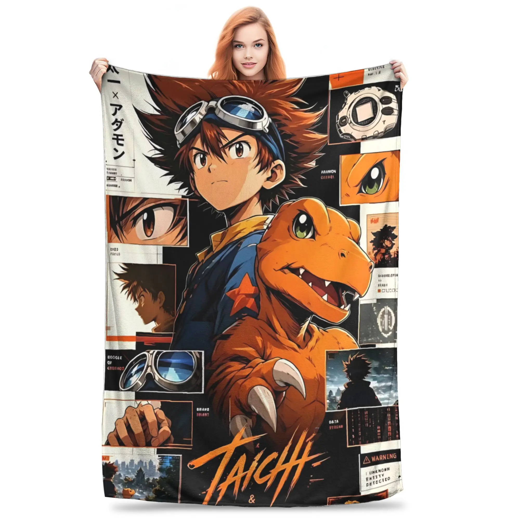 1PC Home Digimon Adventures  Blanket Throw Super Cosy Plush Living Room Sofa