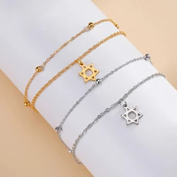 EUEAVAN 1pc Star of David Bracelet Hexagram Jewish Stainless Steel Charm Bracelets for Women Vintage Judaism Jewelry Gifts