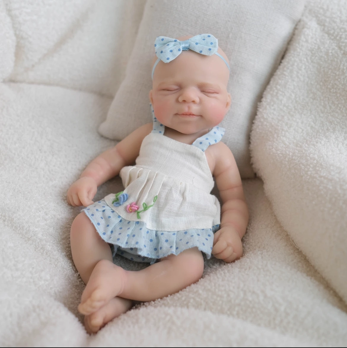 8 "slapende herboren baby in platina siliconen-realistische vredige uitdrukking hypoallergene zachte body-beperkte editie kunstpop