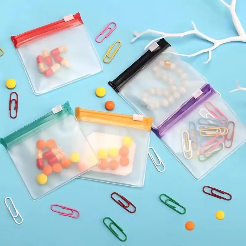 7pcs Pill Pouch Bags,Reusable Zippered Pill Pouch Set, Medicine Organizer 7 Colors Self Sealing, Translucent Medicine Bags Trav