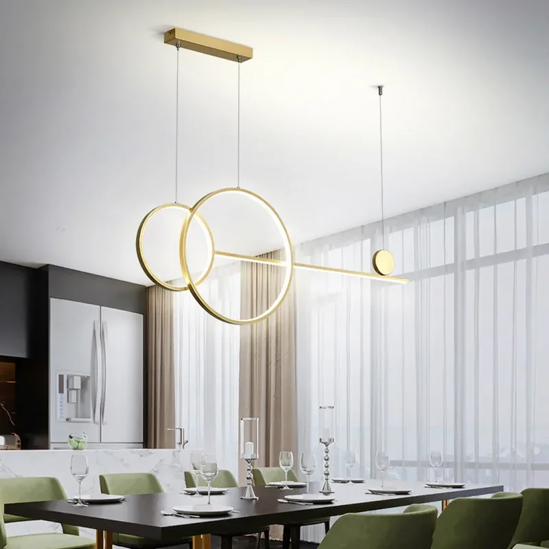 Ring Chandelier for Dining Hall Living Room Study Office Kitchen Island Chandelier Black Gold White