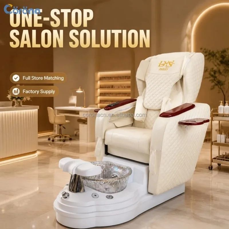 Custom Logo Professional Luxury Nail Salon Furniture Pipeless Foot Spa Massage Pedicure Chair