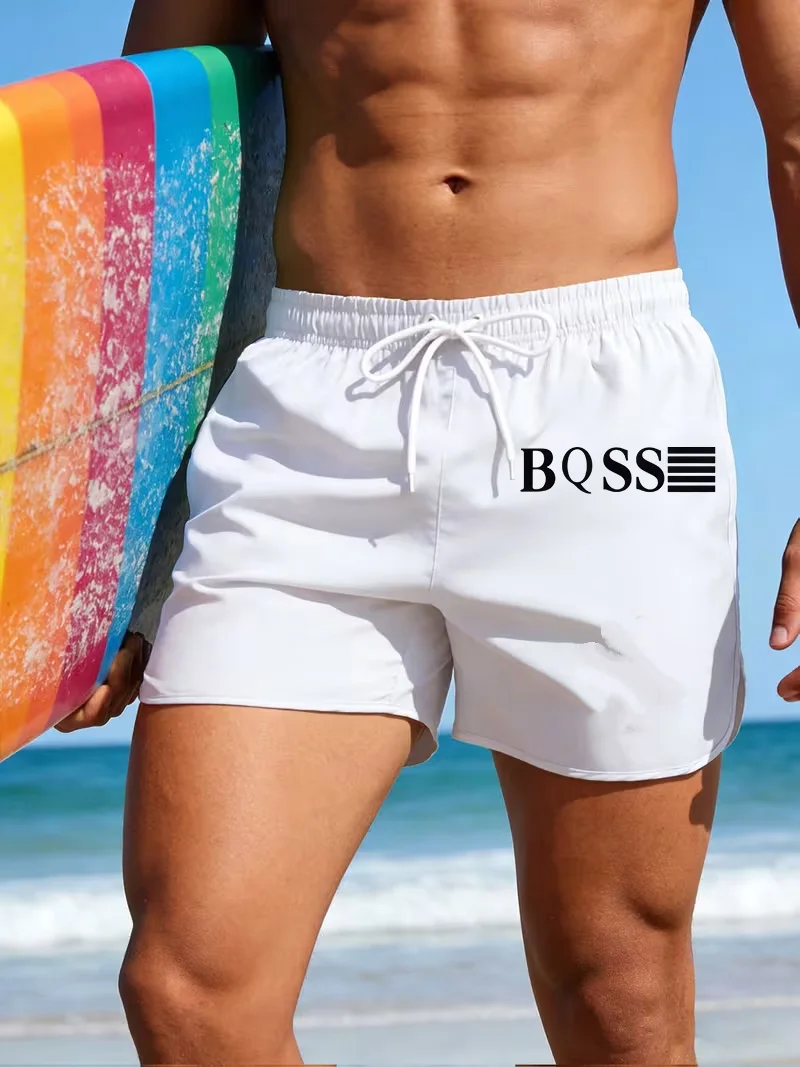 Popular men's beach shorts with adjustable waist and pockets - multi color matching, suitable for water sports and beach parties