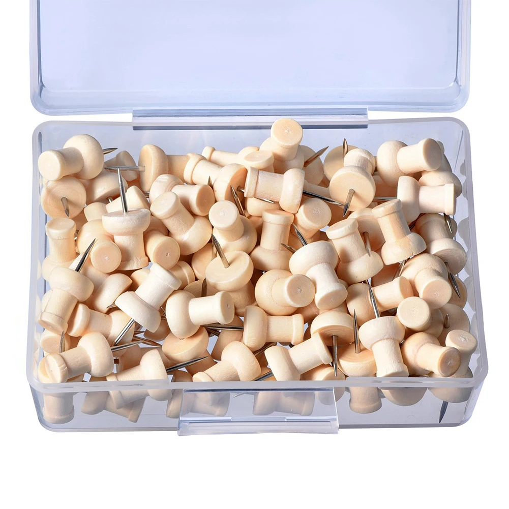 1box School Binding Supplies With Organizing Container Decorative Photo Wall Home Wooden Thumbtack Office Push Pin Craft Drawing