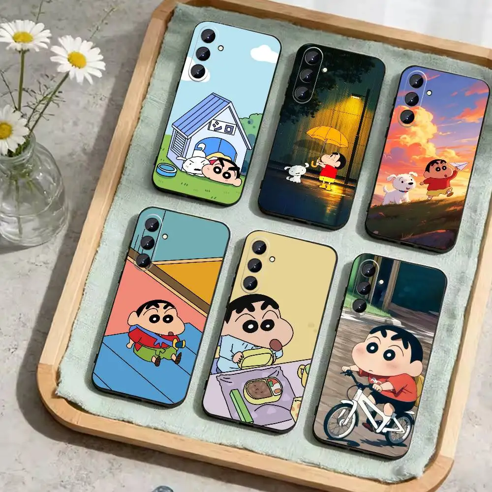 Cartoon S-Crayon Shin-chan Phone Case For Samsung Galaxy A73,A72,A71,A70,A52,A51 Others Soft Black Cover