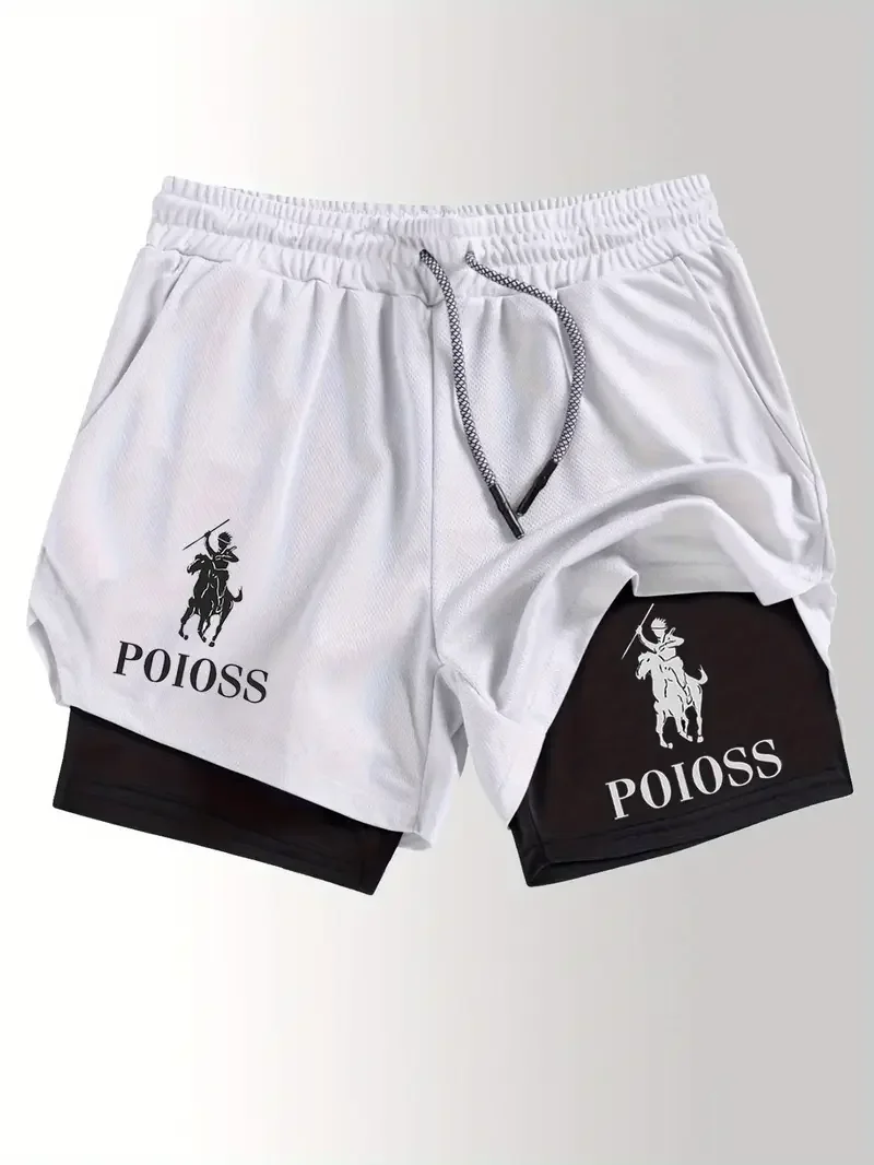 

Мужские шорты 2 в 1, шорты для бега в тренажерном зале с карманом для телефона, петля для полотенец, спортивная спортивная спортивная одежда