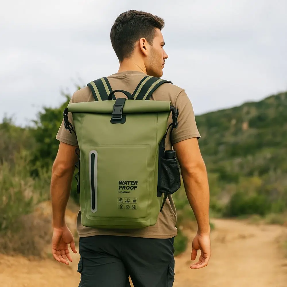 

Durable 25 L Outdoor Waterproof Backpack PVC Reflective Strips Travel Bag Large Capacity Scratch Resistant Hiking Bags Sports