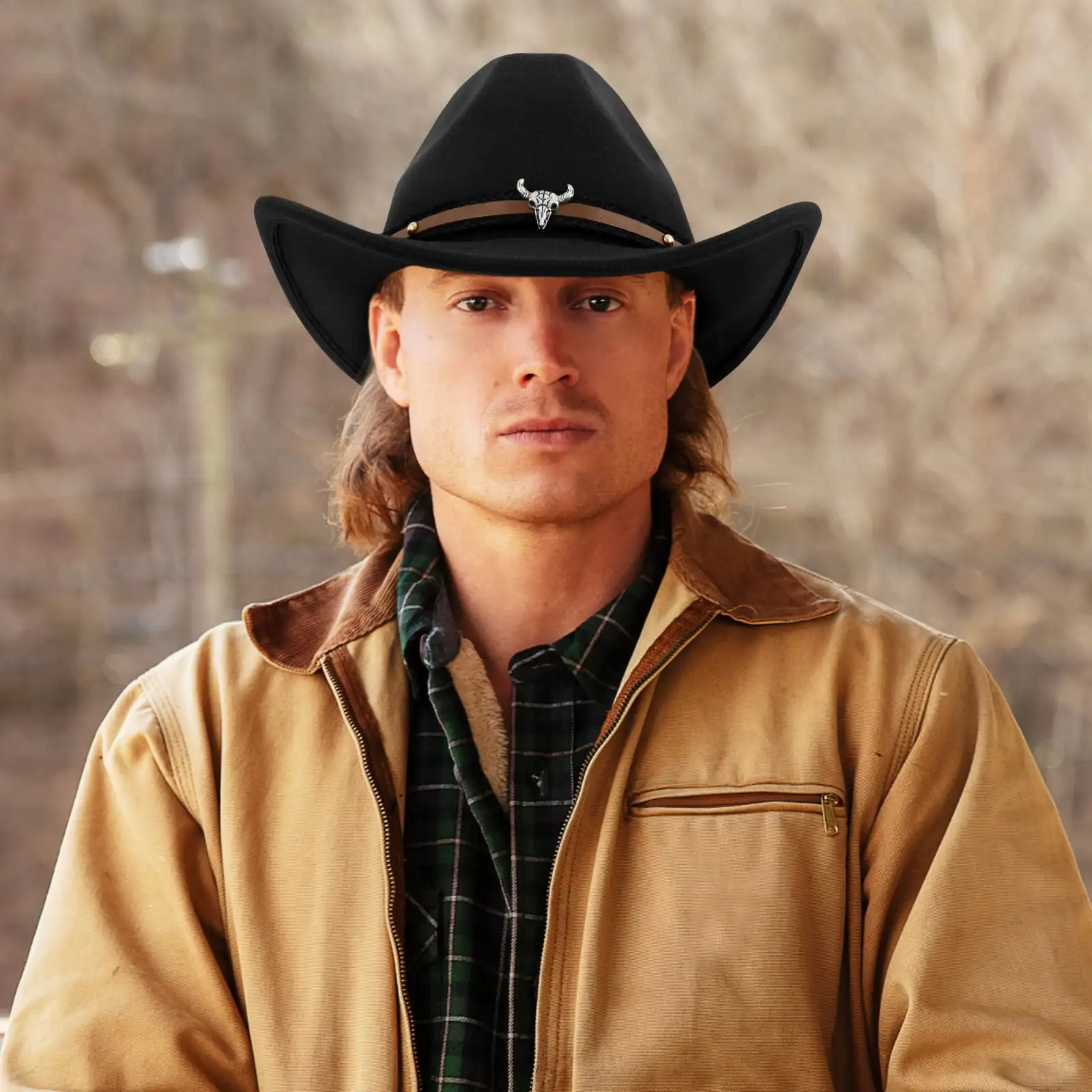 Wide Brim Cowboy Hat for Adult Men Women Cowgirl Hat with Adjustable Leather Band Western Cattleman Cowboy Rodeo Outfit for Outdoor Activities, Parties, Music Festive