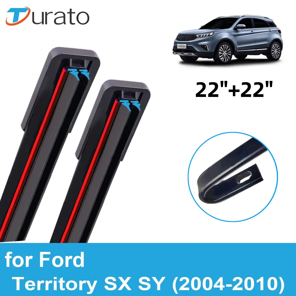 2PCS Car Wiper Blades for 2004-2010 Ford Territory SX SY Front Windscreen Windshield Double Rubber Car Accessories 2009 2010