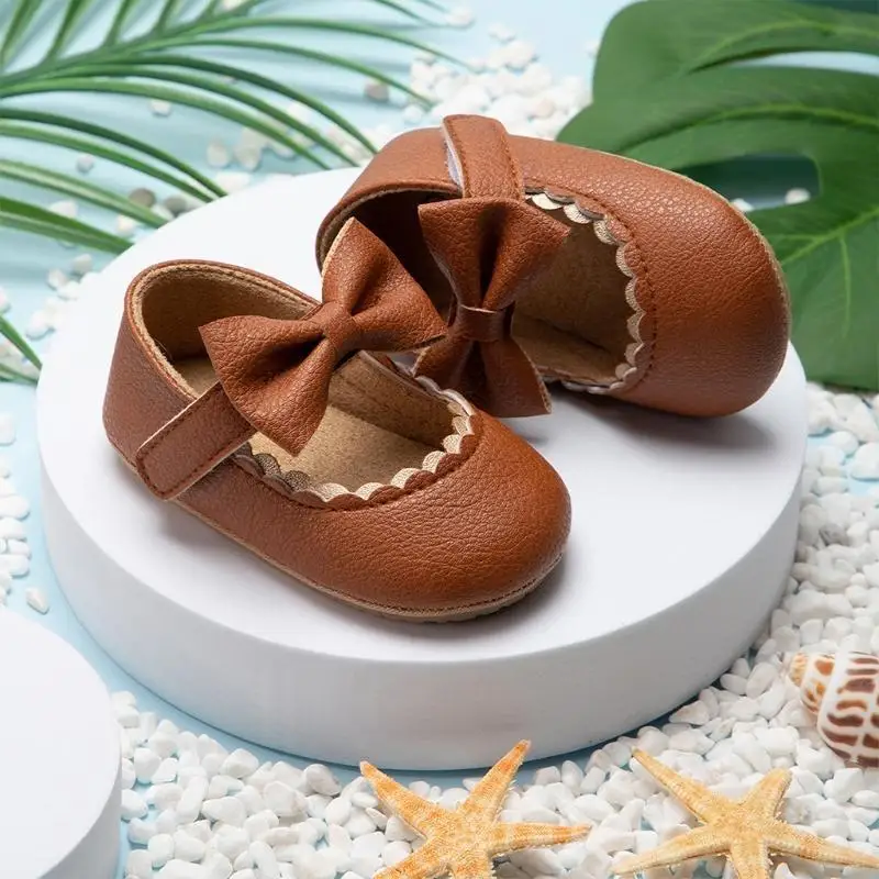 

Q22D PU Sole Walking Sneakers Baby Rubber Sole Newborn Cartoon Beginner Walking Shoes