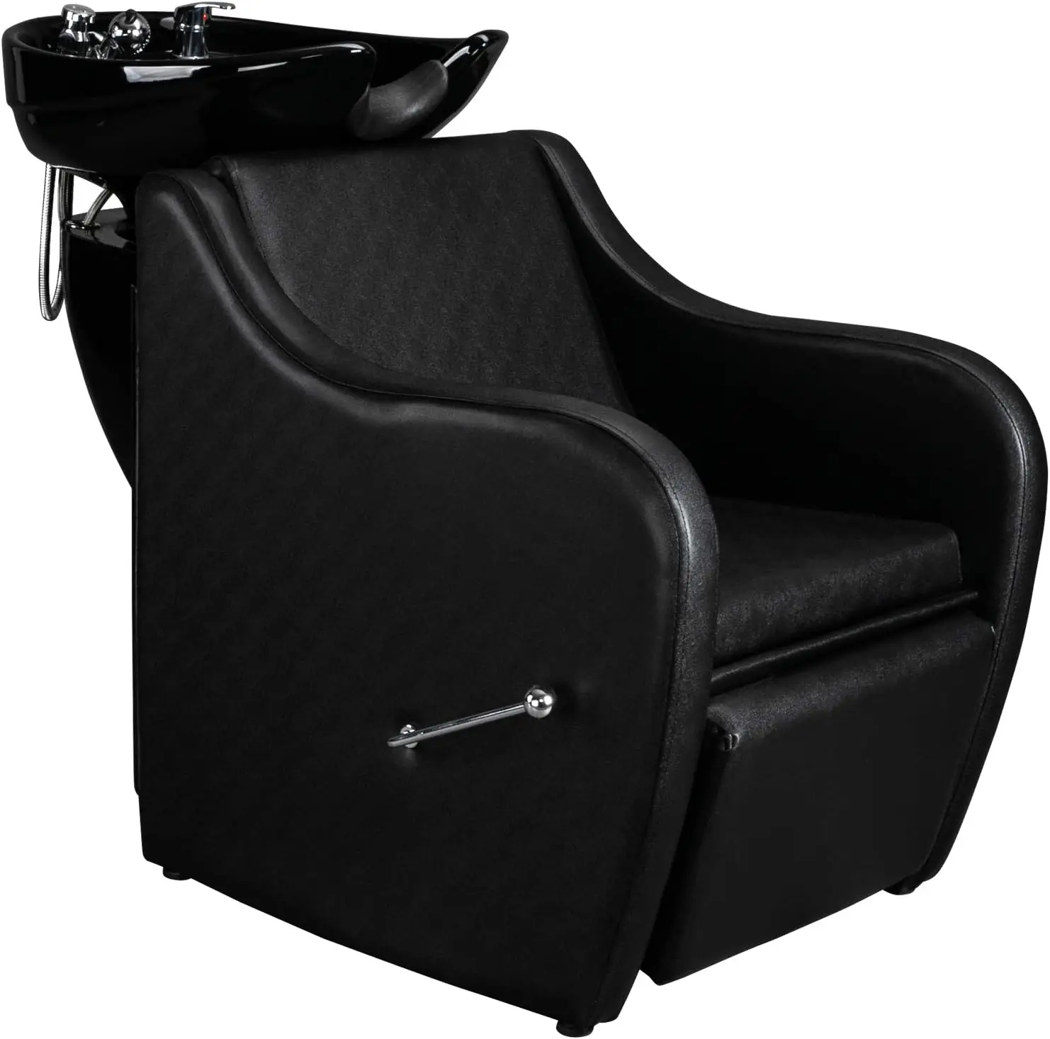 Salon Backwash Shampoo Unit Hair Washing Station Ceramic Bowl Adjustable Footrest Chair Sink Barber Shop Beauty Equipment