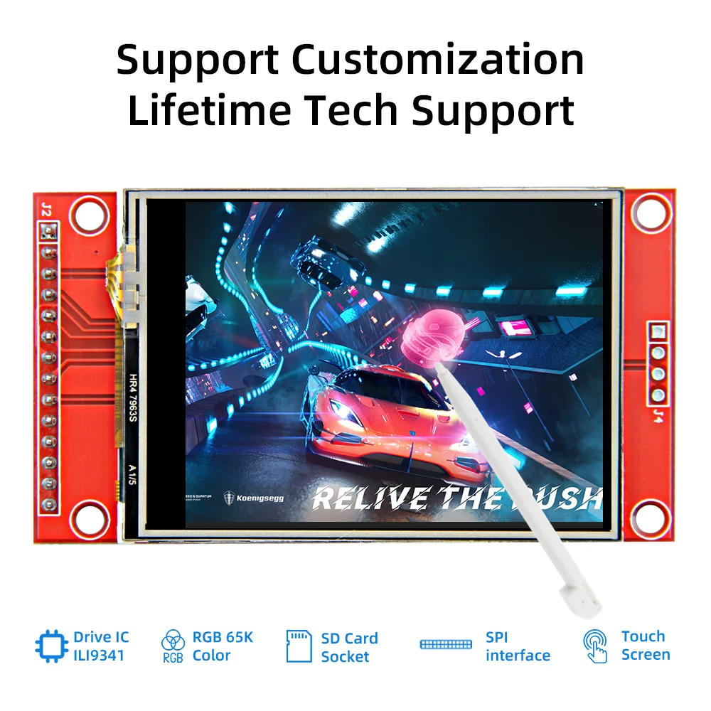 2.4" 240x320SPI HD 65K Full Color LCD Modulewith Touch Panel Driver IC ILI9341 ST7789 Drive IC For Arduino