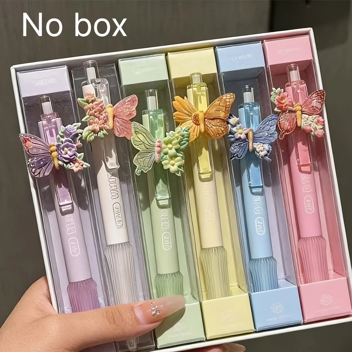 6pcs Colorful Floral Butterfly Scented Weight-Reducing Ballpoint Pens, High-V Retractable Neutral Pens, Soft Grip,Smooth Writing