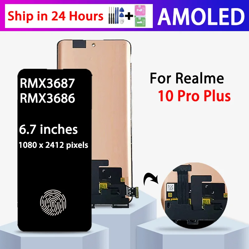 67-インチ-amoled-realme-10-pro-plus-用-lcd-ディスプレイ-タッチ-スクリーン-デジタイザー-realme-10-pro-rmx3687-rmx3686-ディスプレイ用