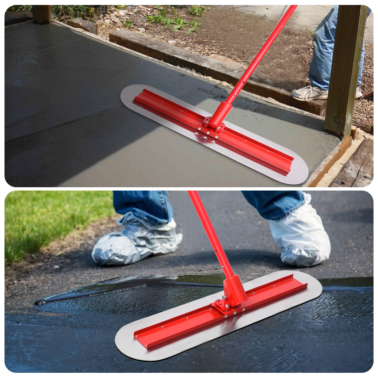 Stainless Steel Concrete Bull Float Kit 47x11.8 inch Heavy Duty Cement Finishing Tool with 4 Extension Handles and Adjustable Bracket for Smoothing Leveling Driveway Patio Garage Floor Slab