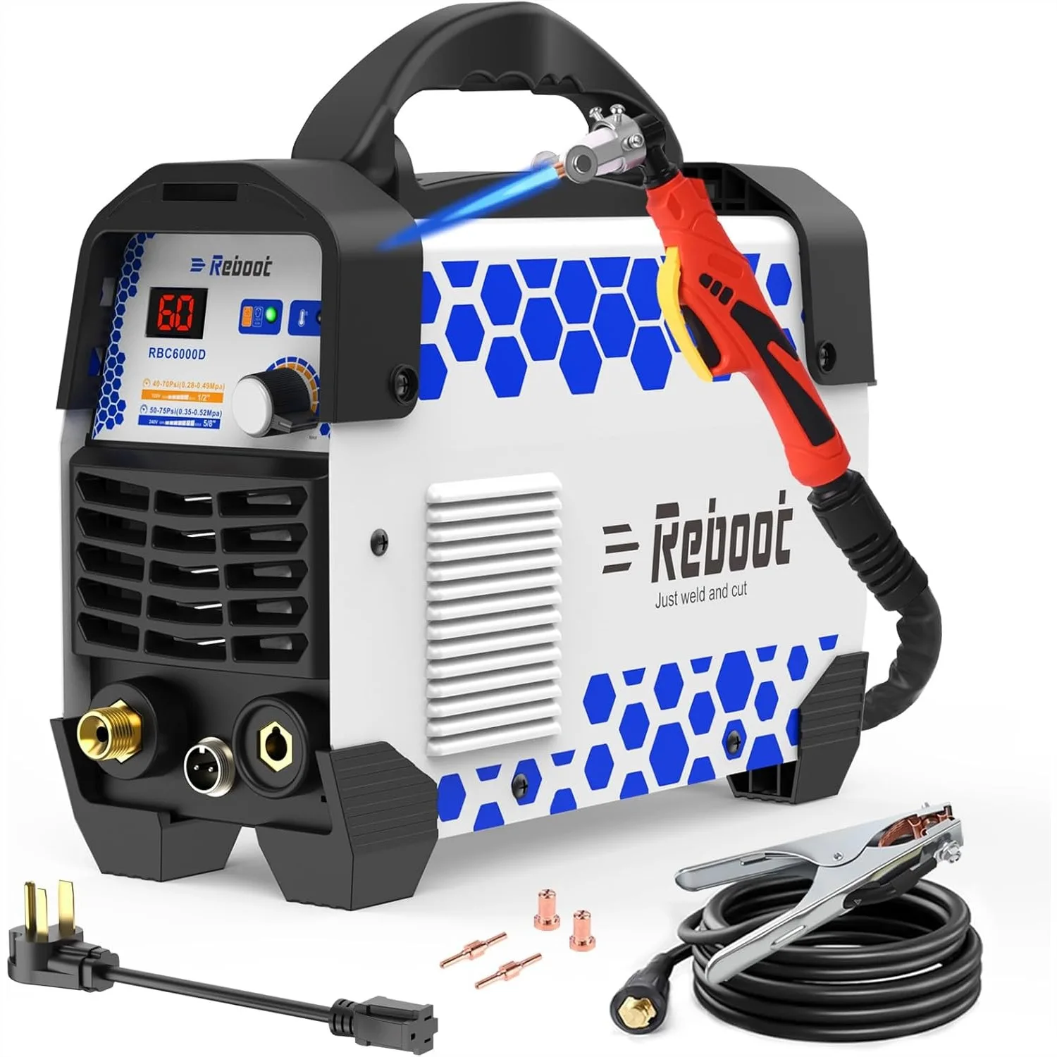 

60A Plasma Cutter Dual Voltage 120V/240V, 1/2" Clean Cut IGBT Inverter Portable Metal Cutting Machine with Torch & Tips