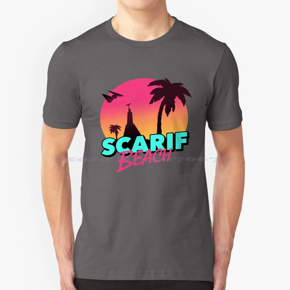 Scarif Beach T Shirt 100% Cotton Tee For Vintage Geeky Funny Mustafar Planets Ideas Tatooine Art Luke Skywalker Alderaan