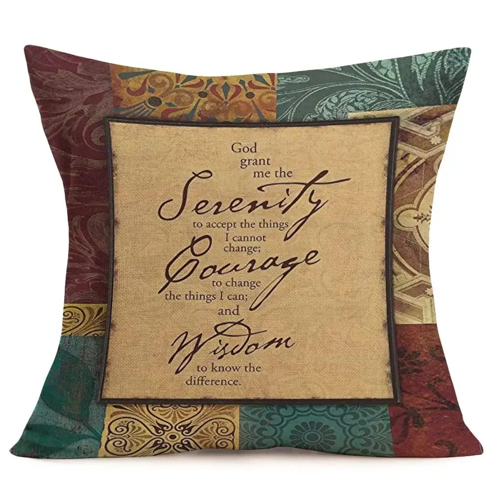 English quotations retro printed linen pillowcase sofa cushion cover home decoration can be customized for you 40x40 50x50 60x60