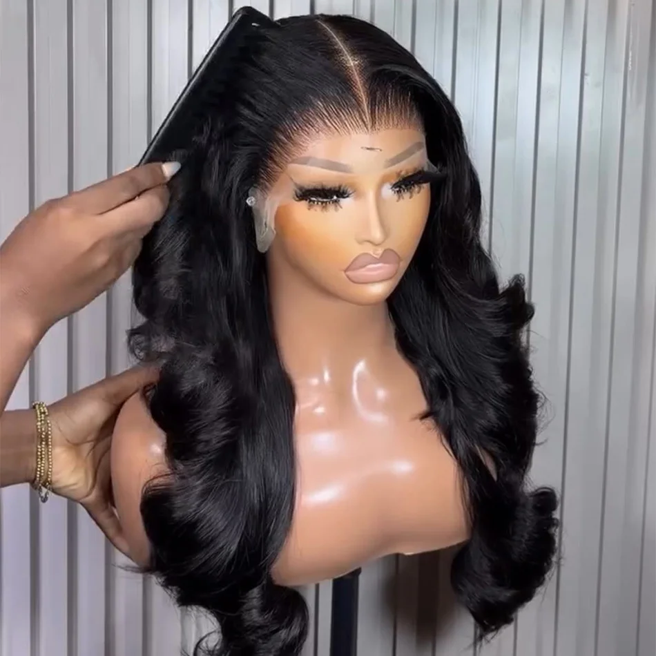

40-дюймовый парик Body Wave 5x5 без клея, плотность 250, с прозрачным HD-кружевом 13x4, из волос Remy, предварительно выщипанный, с кружевной передней частью