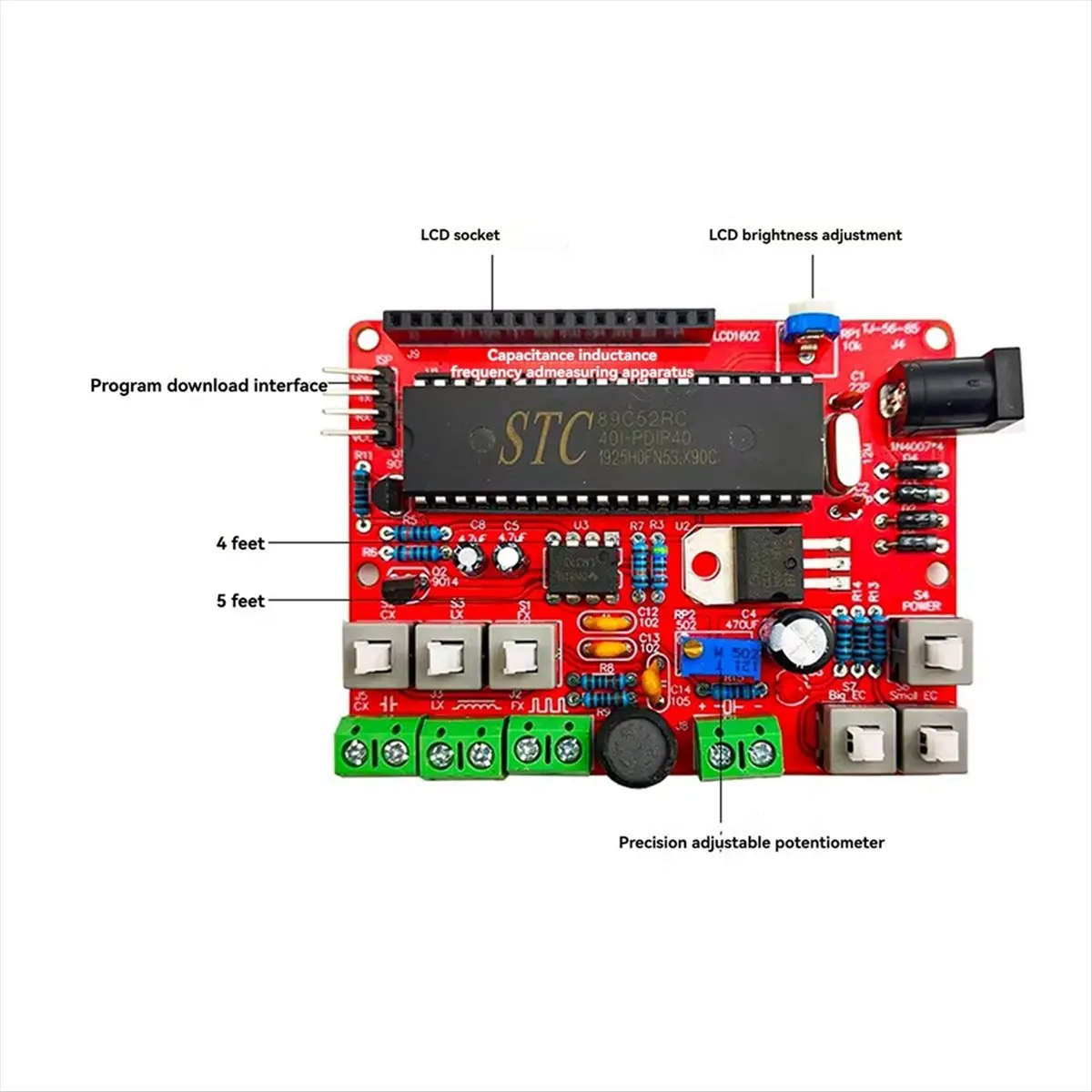 AS62 51 Single-Chip Microcomputer Inductance and Capacitance Frequency Meter DIY Electronic Kit for Welding Practice