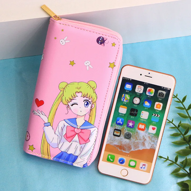 Dompet Wanita Modis Desain Anak Perempuan Kreatif Novel Kepribadian Edisi Kecantikan Kartun Dompet Panjang PU Kawaii Cosplay Bulan Anime