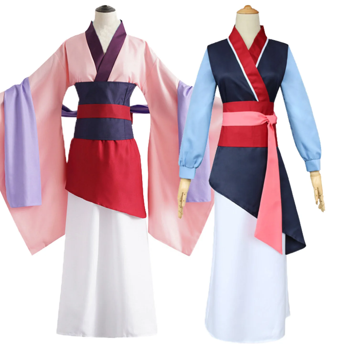 

Halloween Pink Blue Flower Mulan Costume Adult Stage Performance Outfit Cosplay Traditional Chinese Women's Ethnic Stage Costume