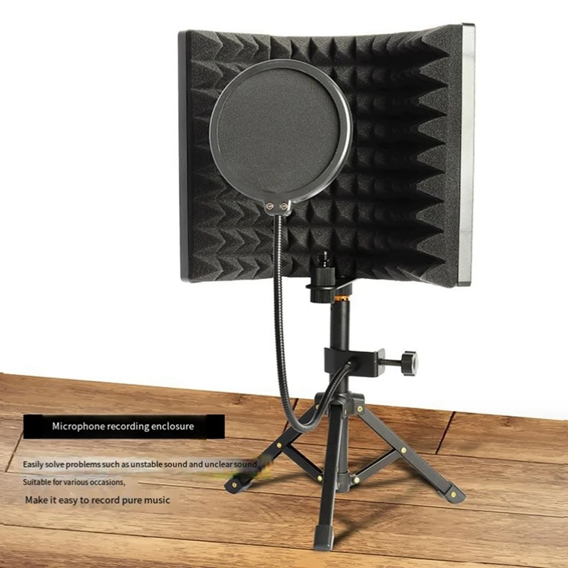 

Microphone Isolation Screen Mic Sound Absorbing Screens Adjustable For Broadcasting Podcasts Recording Singing Studio Durable