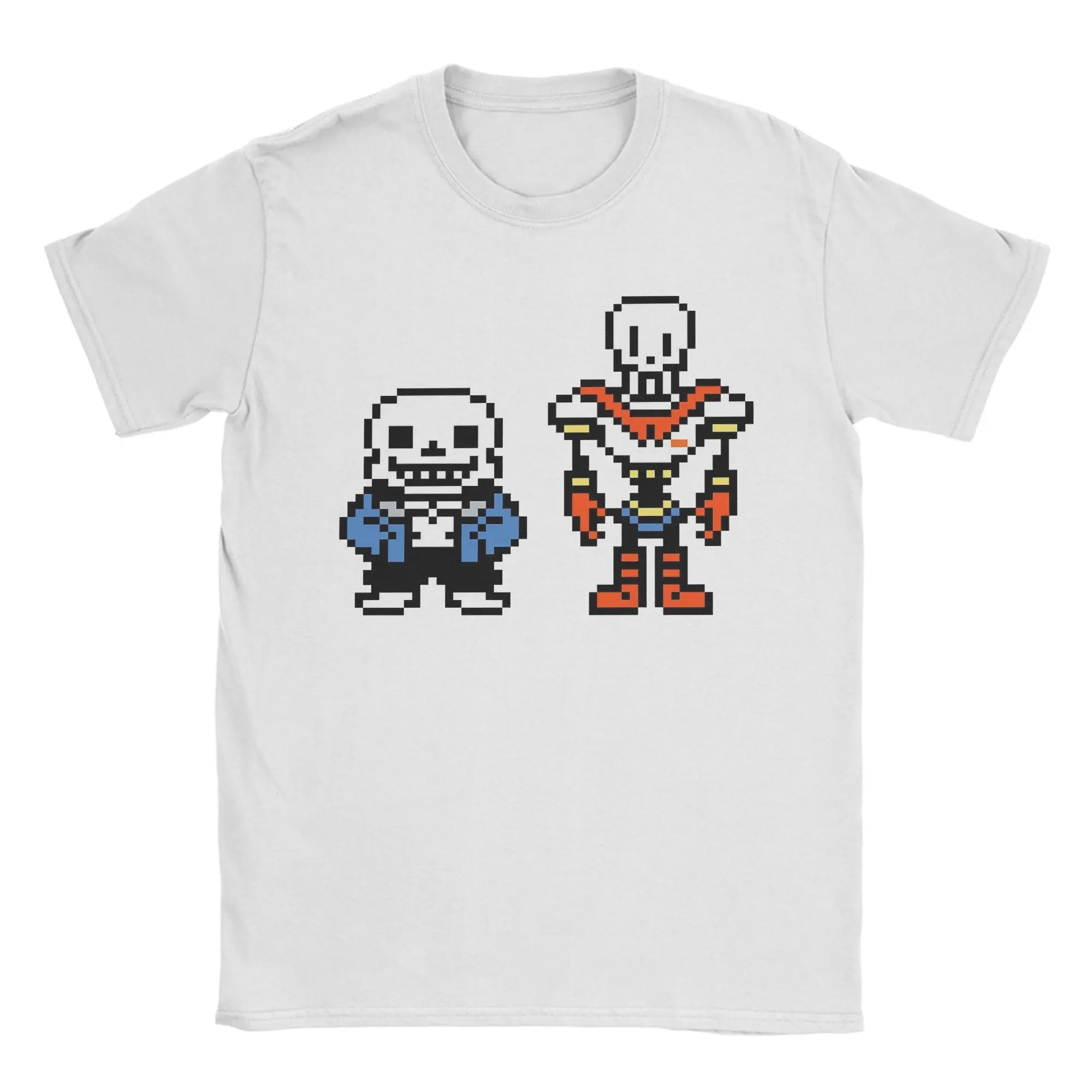 Funny Undertales Sans and Papyrus  T-Shirt Men Round Neck Short Sleeve Tops Shirts 100%Cotton Summer Clothing