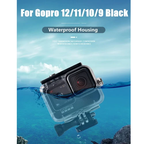 Imagen 2 del producto Para GoPro Hero 13 12 11 10 9 carcasa impermeable funda de silicona protectores de pantalla cubierta lateral de batería accesorios de filtro