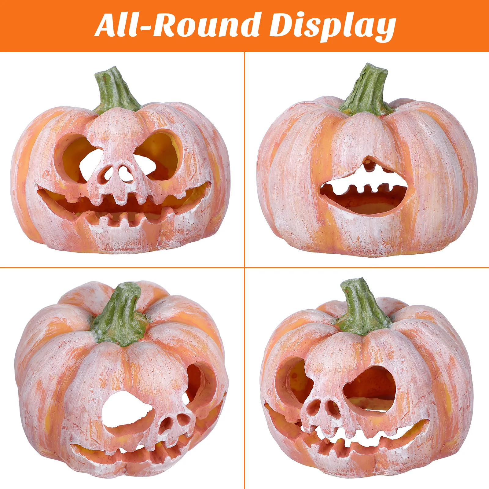 مخبأ أسماك اليقطين للهالوين مصنوع من الراتنج لحوض السمك على شكل كهف مأوى خزان ديكور صغير الحجم مناسب لمعظم الدبابات