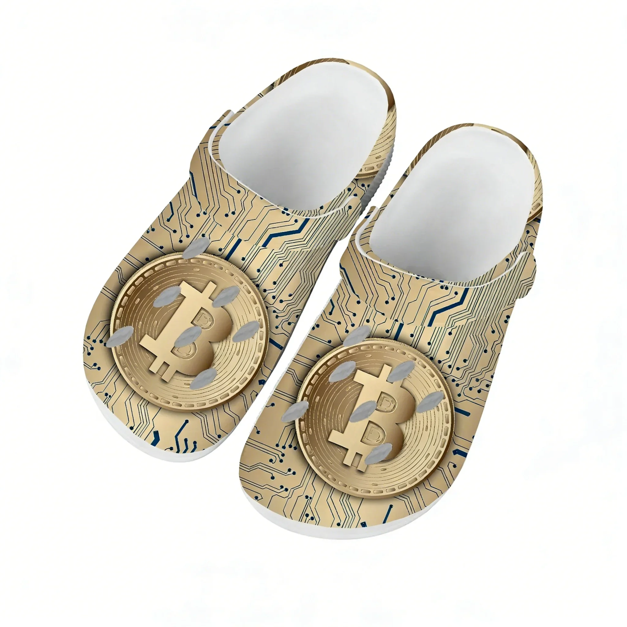 Sandalias Bitcoin para Hombre, Mujer y Adolescente, Cómodas y Modernas, Zuecos para Casa y Jardín, Sandalias Personalizadas, Chanclas Transpirables con Orificios para la Playa