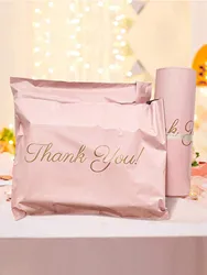 100pcs Pink thank you packaging bag, thickened waterproof gift bag, express bag, suitable for holiday parties,wedding decoration