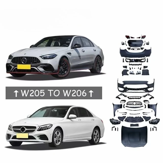 

Комплект обвеса для W205 (обновление до W206 C63): передний и задний бамперы, капот, крылья, фары, задние фонари, комплект для тюнинга багажника
