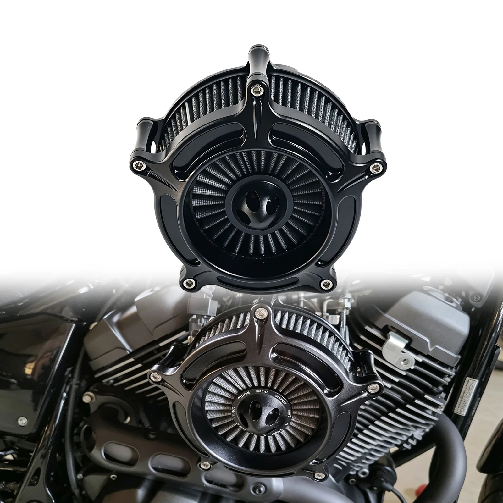 Motorcycle Matte Black Turbine Air Cleaner Air Intake Filter Replacement Parts Fit Yamaha Bolt XVS950 XV950 2014 2015-2025
