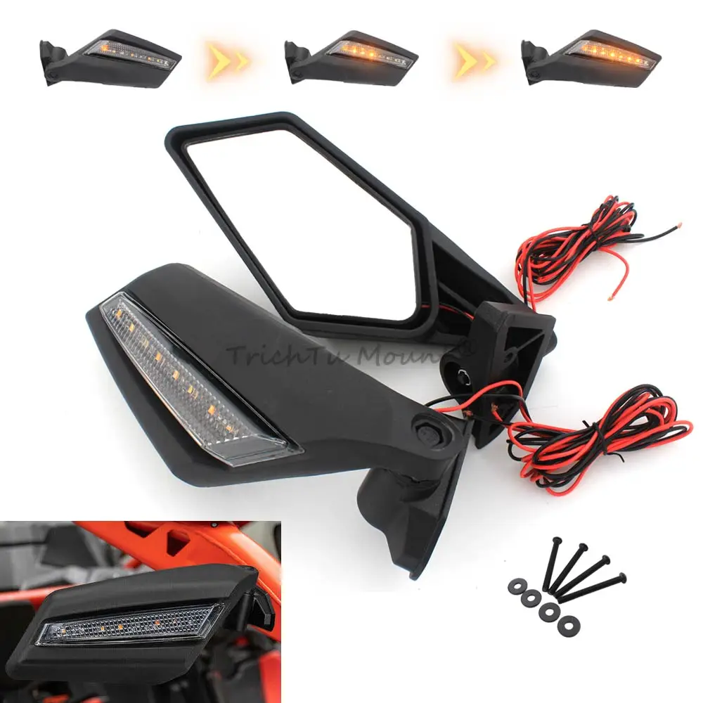 UTV Side Mirrors W/ LED Turn Signal Light Fit For Can-Am Maverick X3 Max XDS XRS 4x4 Turbo R 2017-2024 Rearview