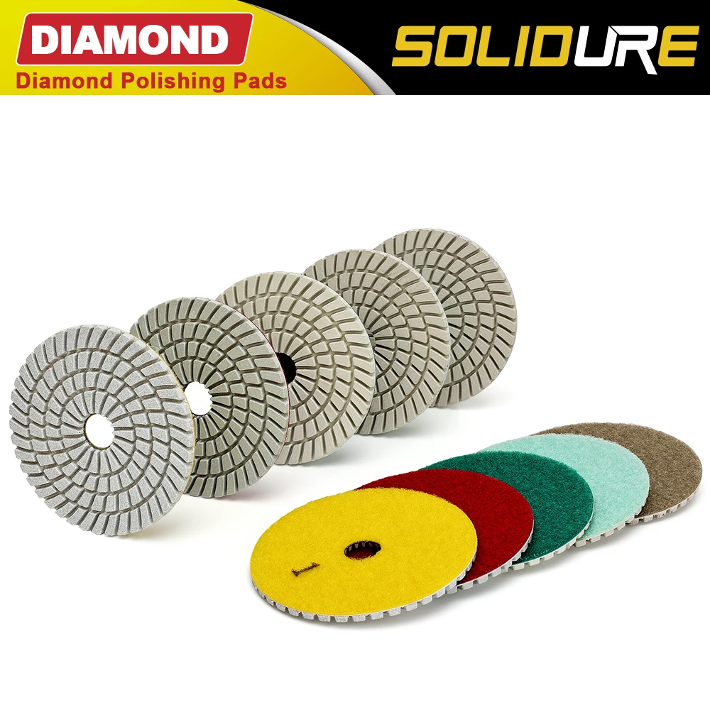 5 stks/set 4 inch 100mm diamant nat 5 stap polijsten pads Diamant Graniet Polijsten Tool Marmer Beton Slijpen