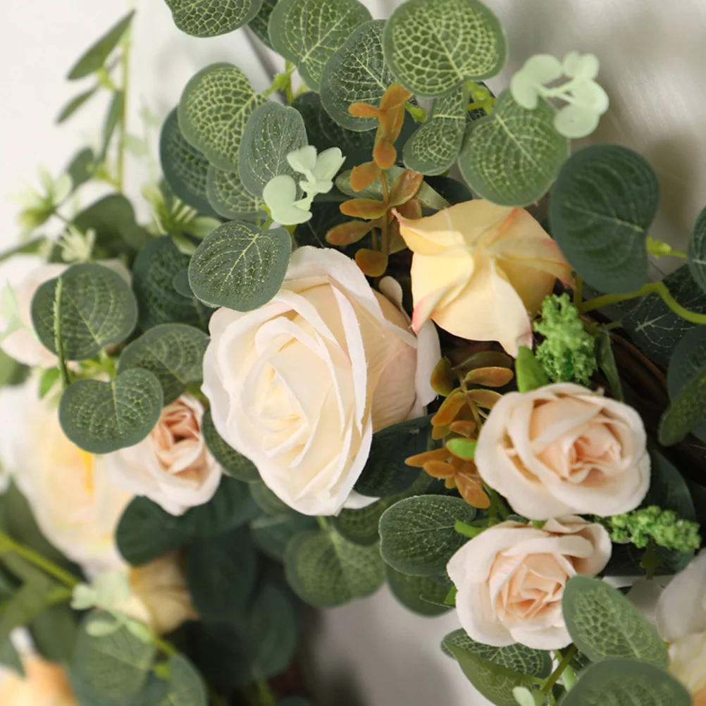 

Artificial Silk Flower Wreath Simulation Decor Door Hanging Home Wedding Camellia Pendant Long Lasting Realistic Texture