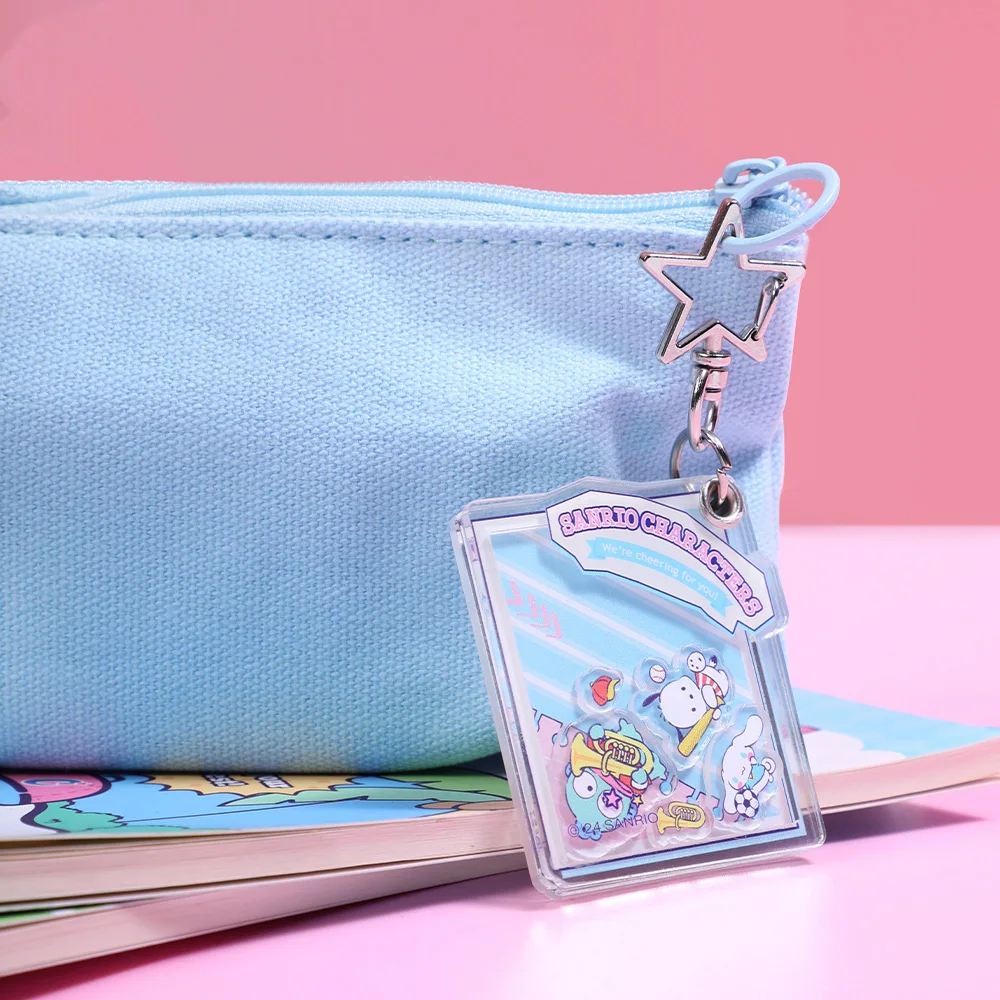 Fashion Sanrio Acrylic Shaker Keychain Pendant Star Shape Carabiner Durable Scratch-Resistant Decorative Bag Pencil Pouch