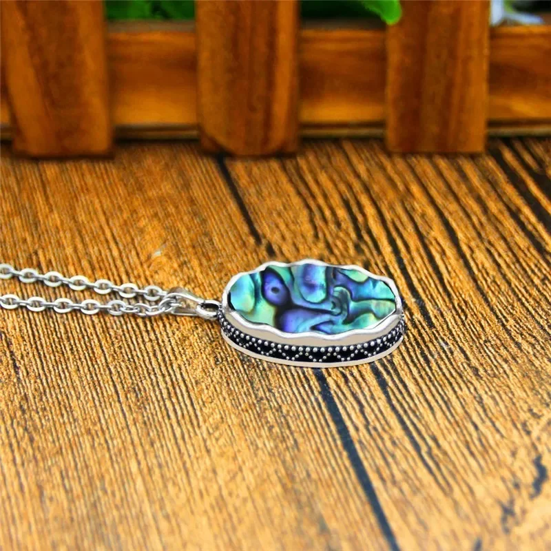 Oval Shell Jewelry Set For Women Classic Design Antique Silver Plated Necklace Earrings Fashion Jewelry TS410