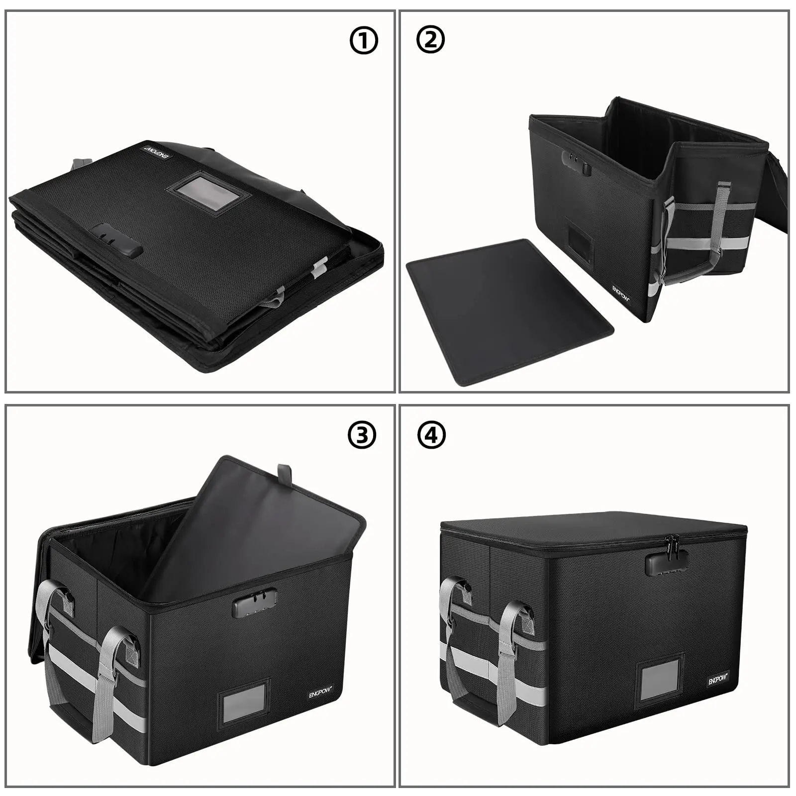 File Box with Lock,Fireproof Box File Storage Organizer Anti-Static Box,Collapsible Fireproof Document Box Filing Box with Handl