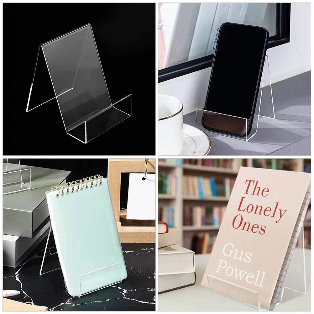 4pcs Transparent Display Stand Book For Shelf Desktop Bookshelf Acrylic Clear Storage Office Book Stand For Display
