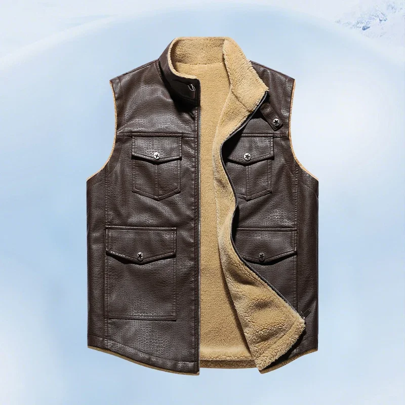 Autumn Winter Collection Plush Thickened Men's Warm Vest Comfortable Breathable Fashionable Versatile Top horse leather jacket