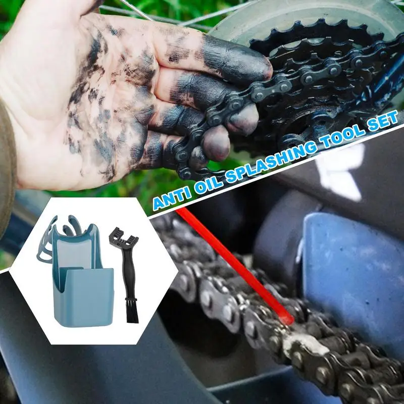 Motorcycle chain oil storage tool box Portable Bicycle Chain Cleaner Oil Splash-Proof Agent motorbike Chain Clean Tool Kit