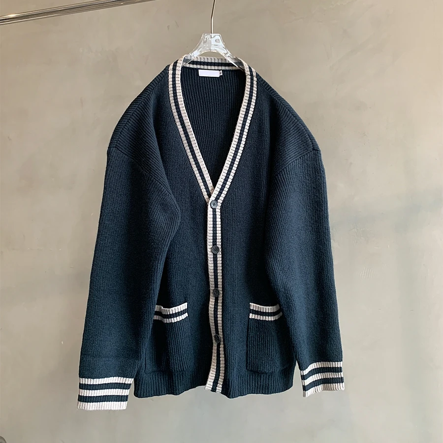 سترة كورية عتيقة للجنسين ملابس الشارع الشهير تحجب الألوان جودة عالية مريحة تناسب معطف غير رسمي تريكو عصري للرجال والنساء