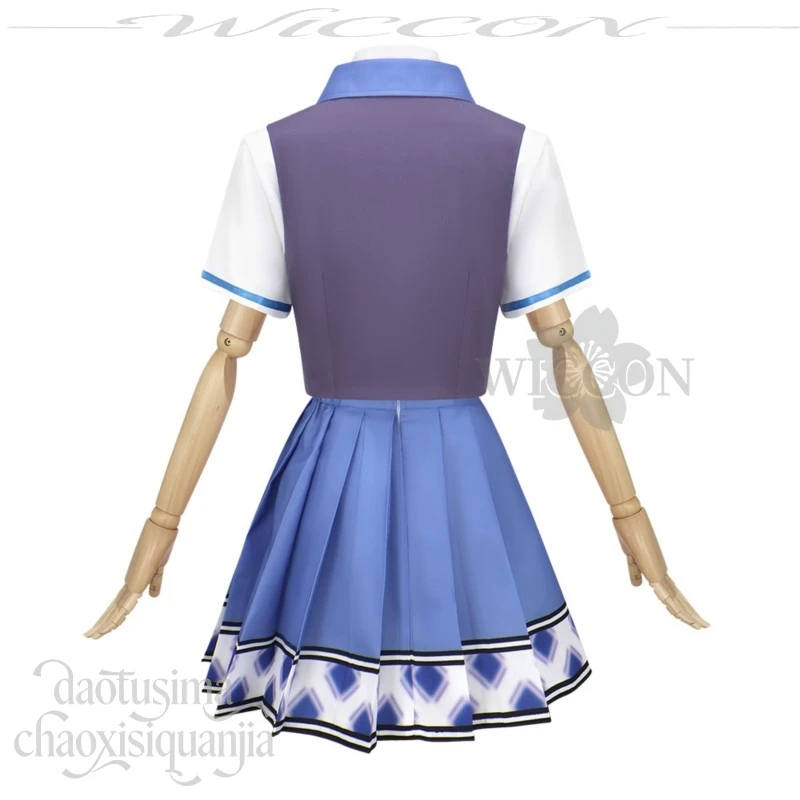 أنيمي Galgame الحلو صديقة 2 العربة 2 تأثيري شيون ياناجي زي اليابانية JK زي مدرسي Y2K Kawaii الأزرق سترة فستان قصير #4