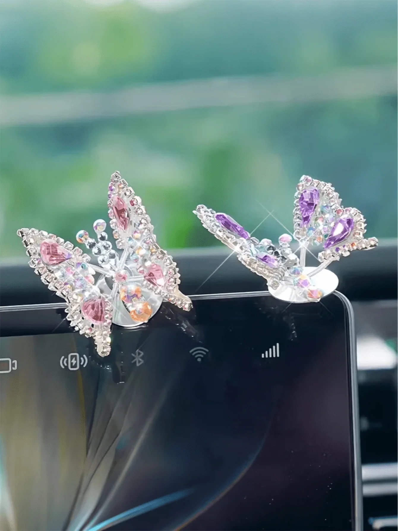Dynamic Art Butterfly Car Decorations - Adhesive Installation, Luxury Car Interior Accessory, Universal Fit for All Vehicles