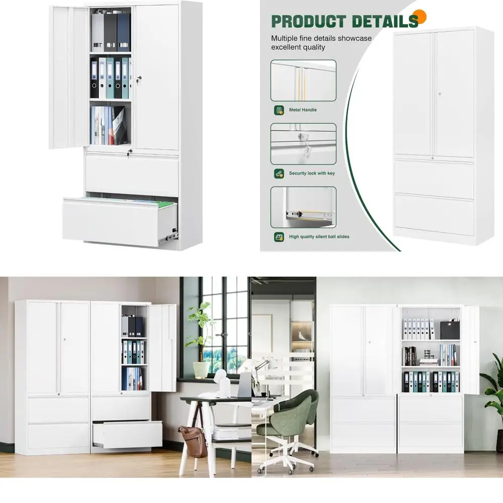 

Металлические шкафы для хранения домашнего офиса — картотечный шкаф с 2 ящиками и замком, регулируемые полки для документов Legal/Letter/A4/F4