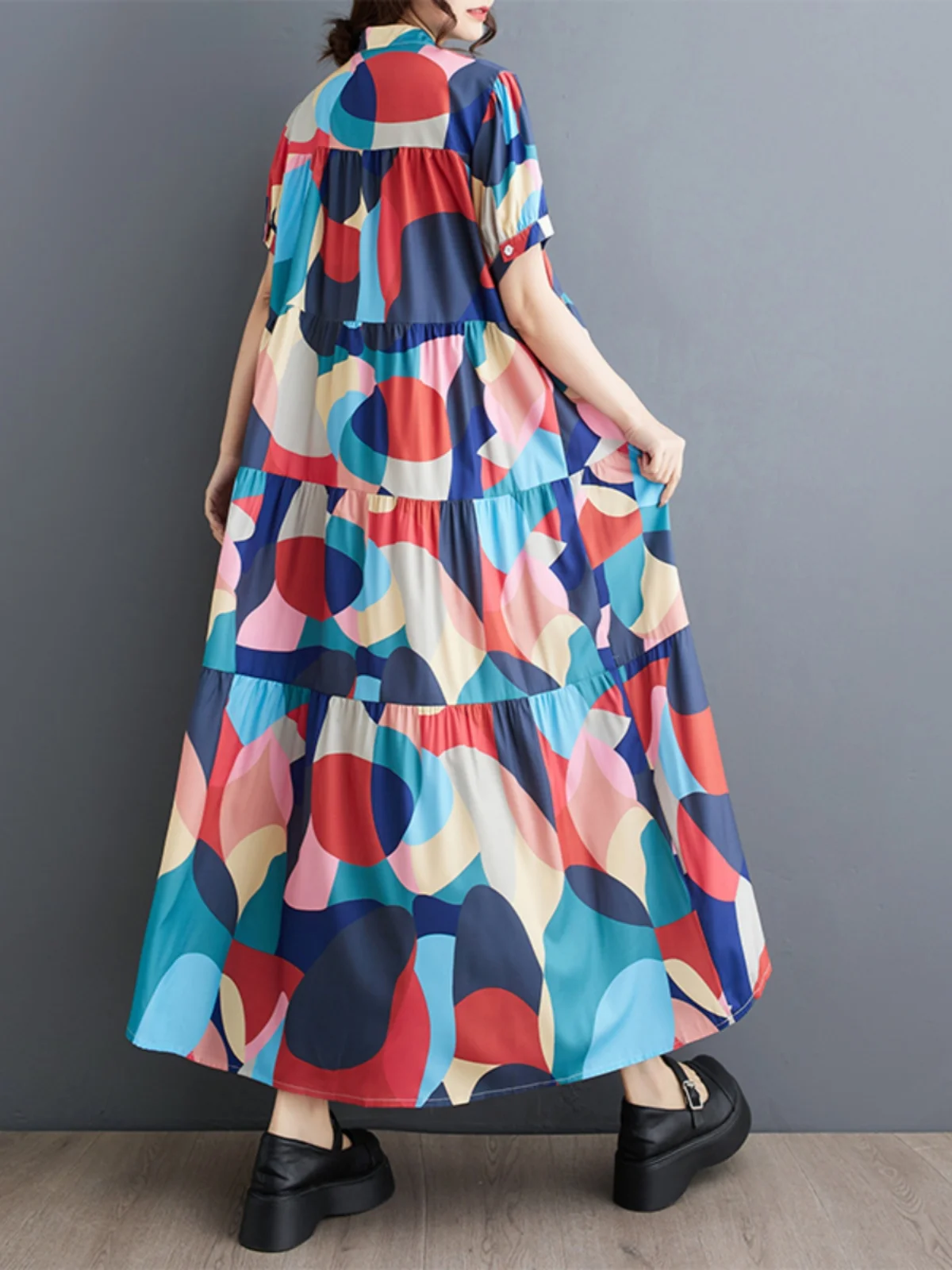 Korean Sle Summer Loose Slimming ort Sve Print Midi irt Dr Polyester Cotton Long Skirt Women's Faion Casual Dr