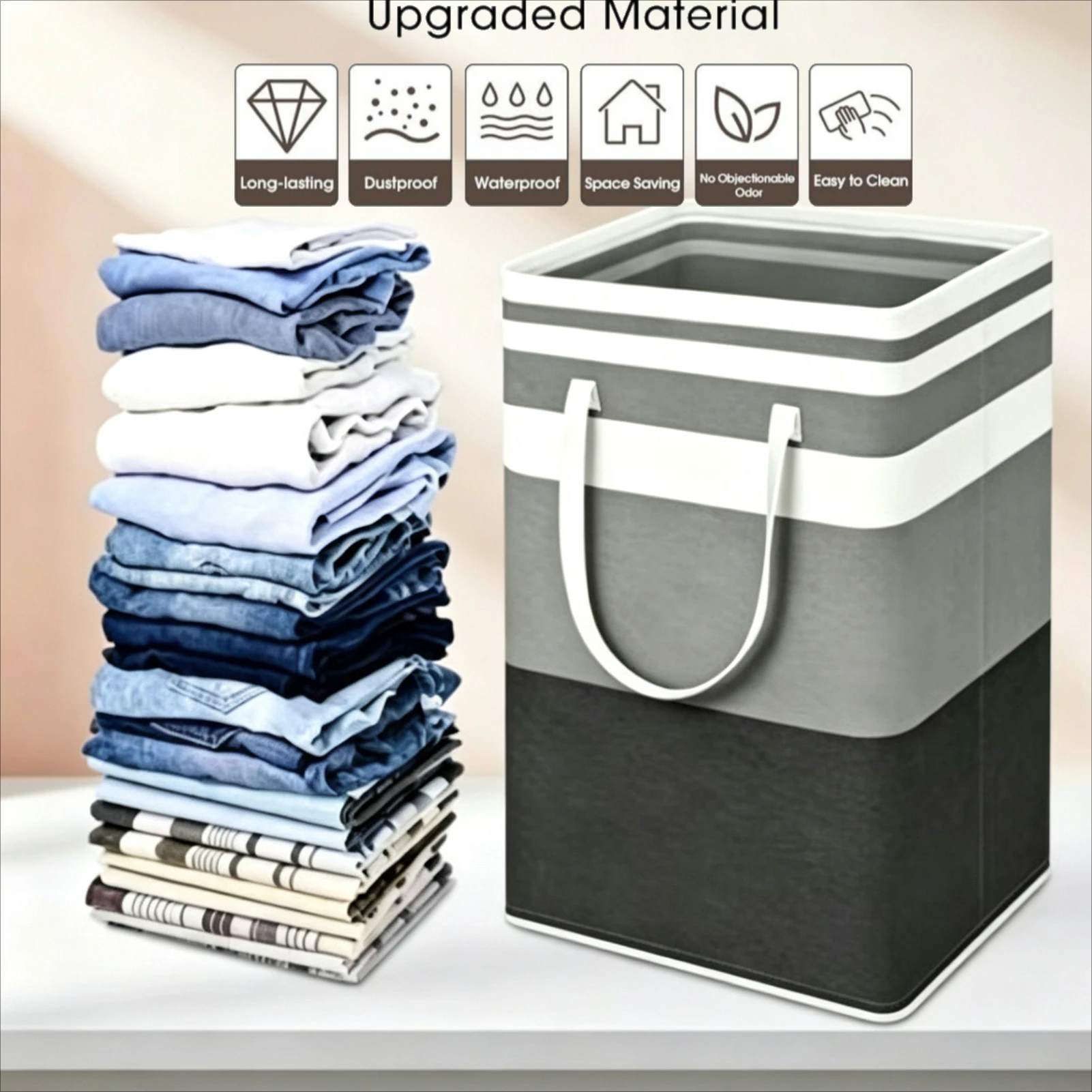 Großer, zusammenklappbarer Wäschekorb, Aufbewahrungseimer für schmutzige Kleidung, wasserdichter Organizer für Badezimmer, Haushalt, Schlafzimmer.